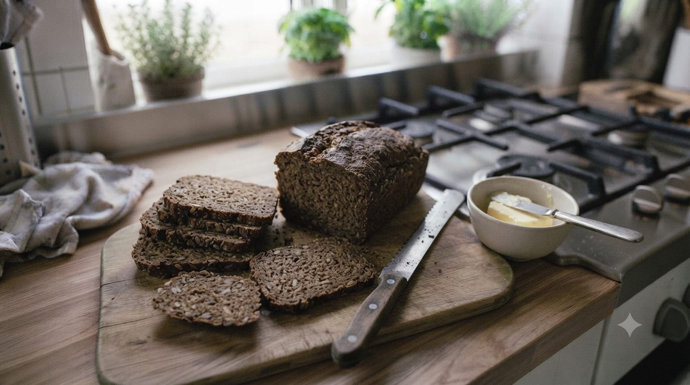 Skiver af mørkt dansk rugbrød – er rugbrød sundt