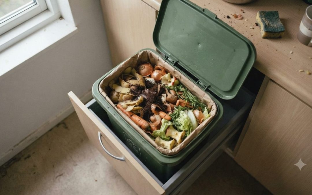 Spand med madaffald i dansk køkken - madspild og klima
