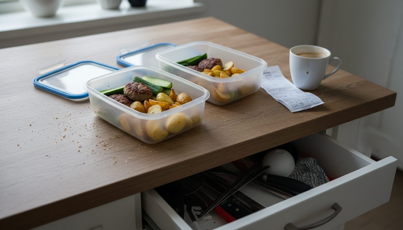 Rester fra måltidskassen pakket som madpakker til børnene
